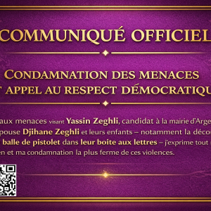 COMMUNIQUÉ OFFICIEL – CONDAMNATION DES MENACES ET APPEL AU RESPECT DÉMOCRATIQUE