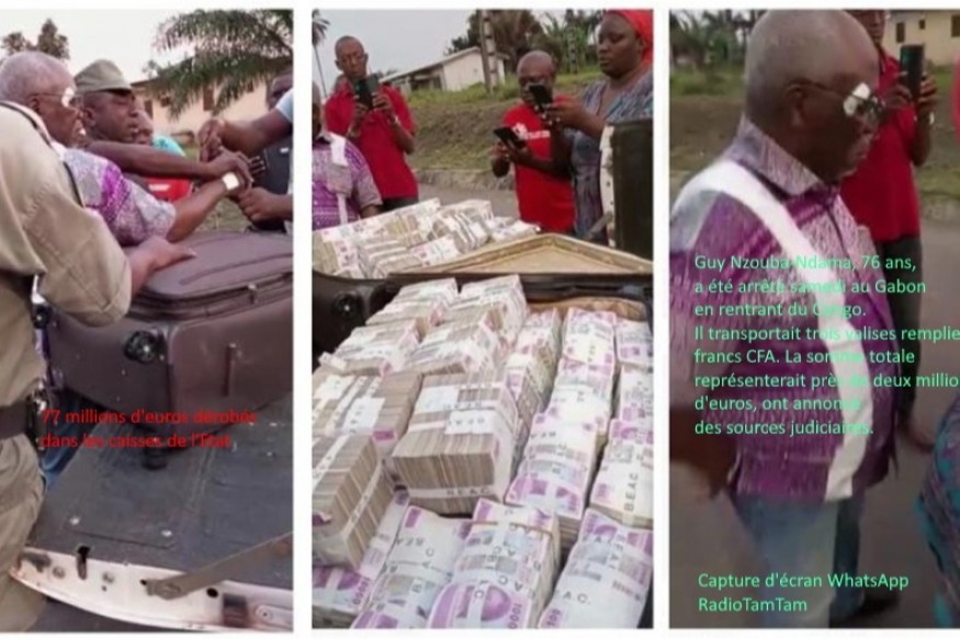 GABON : L'ancien président de l'assemblée Guy Nzouba-Ndama a été arrêté à la frontière avec des valises remplies de billets de Franc CFA.