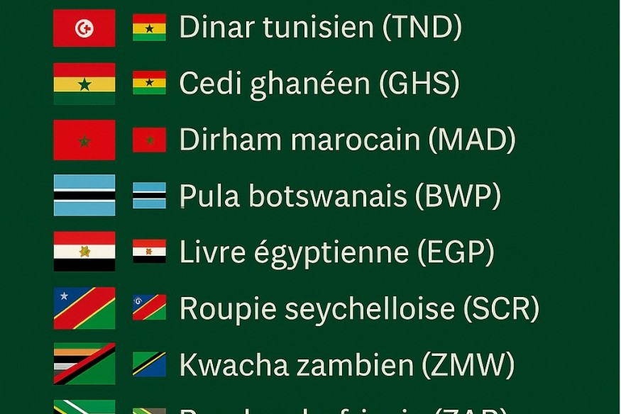 Les 10 monnaies les plus fortes d'Afrique en avril 2025